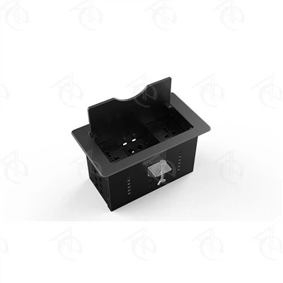 Téglalap típusú kihajtható fedőlemez 2+6 multimédiás kábelport asztali aljzat